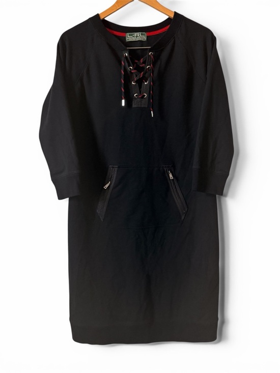Ralph Lauren Dresses & Skirts - Ralph Lauren Black Sweatshirt Dress with Red Trim